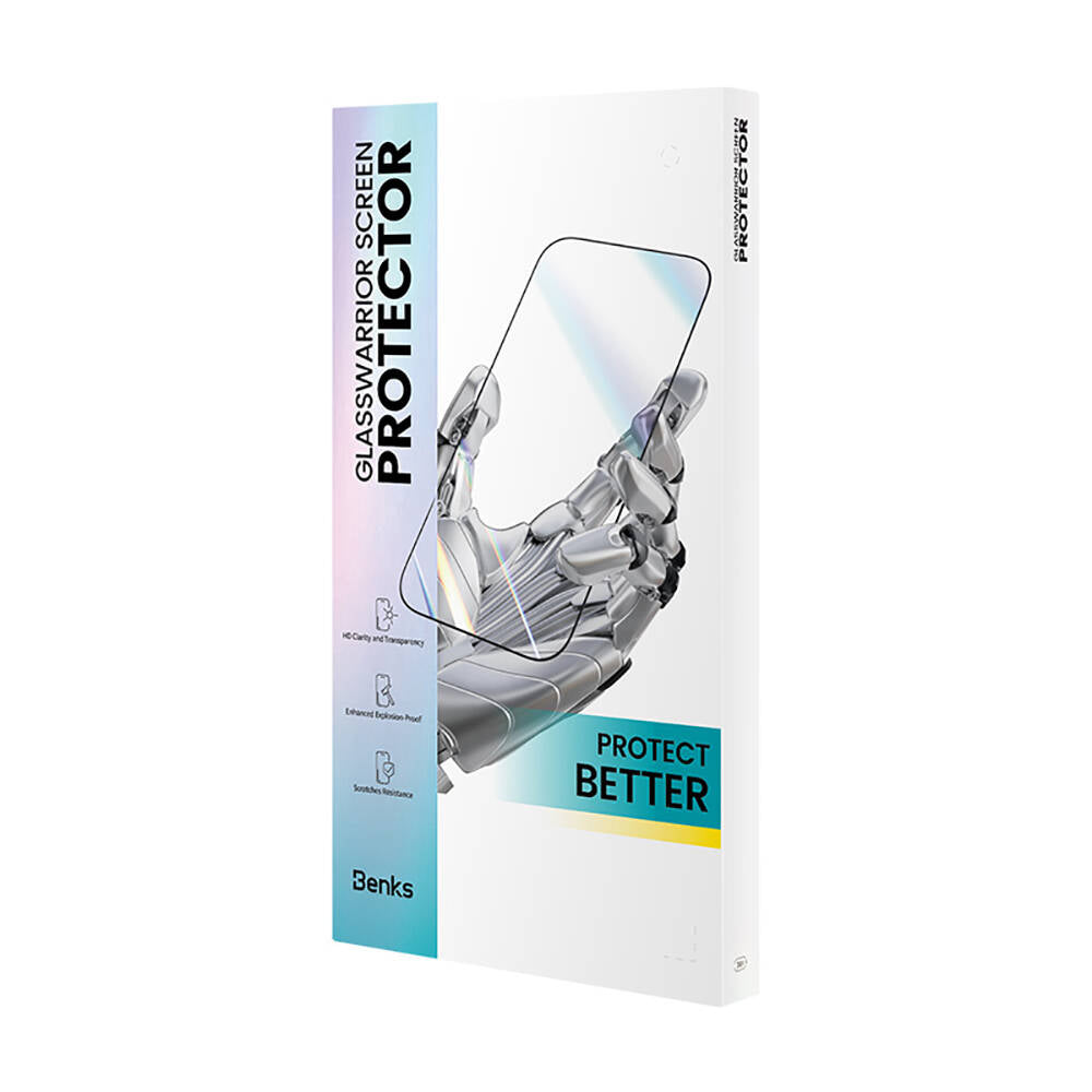 iPhone 15 Plus Benks Glass Warrior HD Cam Ekran Koruyucu + Kolay Uygulama Aparatlı Siyah