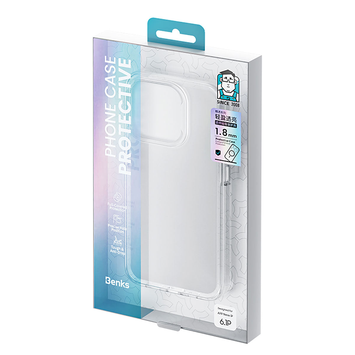 iPhone 15 Plus Kılıf Magsafe Şarj Özellikli Benks Crystal Serisi Şeffaf Kılıf Renksiz