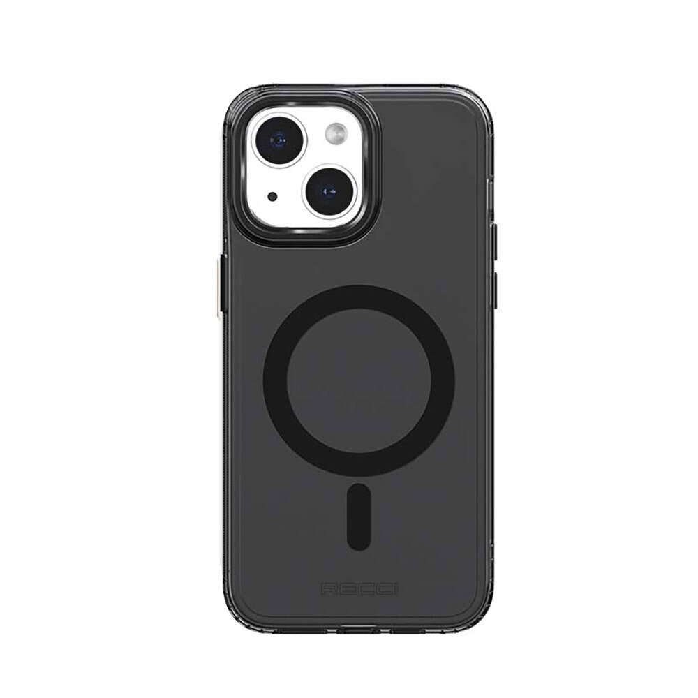 iPhone 15 Plus Kılıf Magsafe Şarj Özellikli Saydam Arka Yüzey Recci Crystal Color Serisi Kılıf Mavi