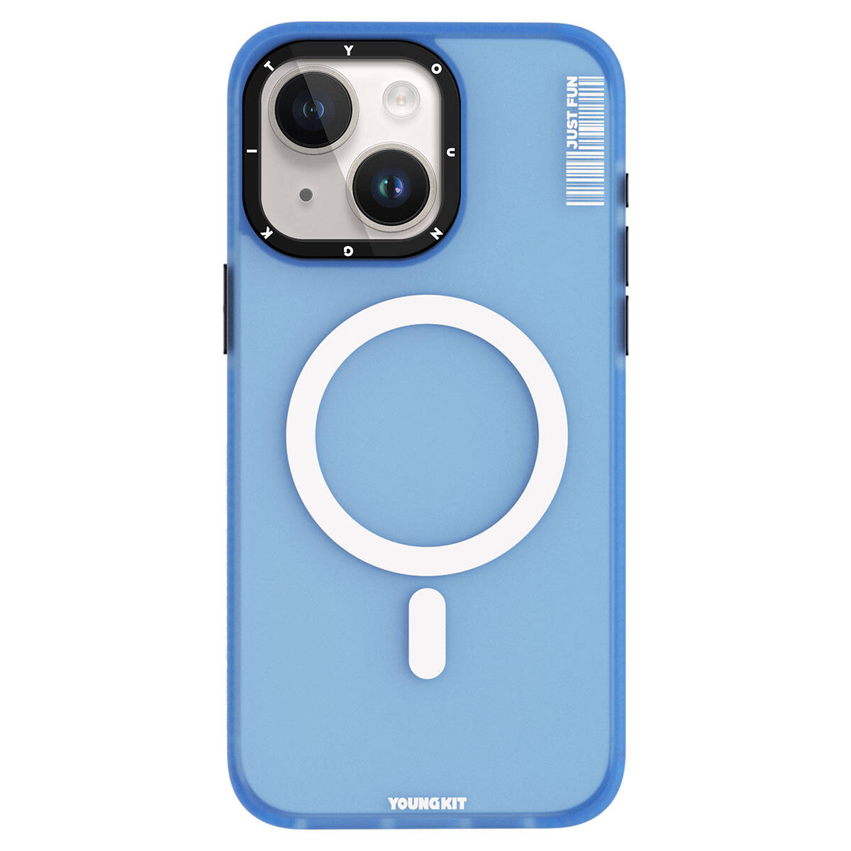 iPhone 15 Plus Kılıf Magsafe Şarj Özellikli Youngkit Colored Sand Serisi Kılıf Mavi