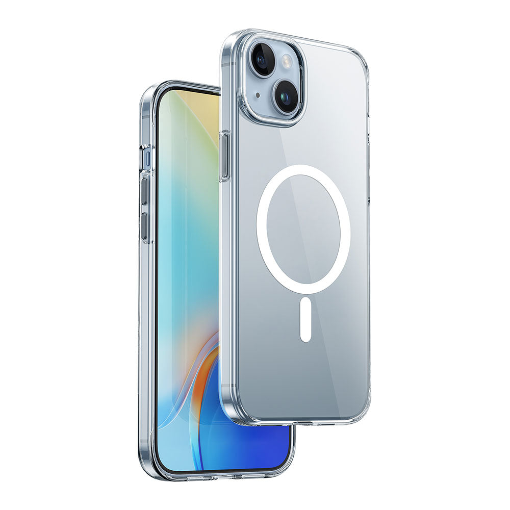 iPhone 15 Plus Kılıf Wiwu ZYS-013 Magsafe Şarj Özellikli Renkli Kamera Çerçeveli Şeffaf Jelly Kılıf Beyaz