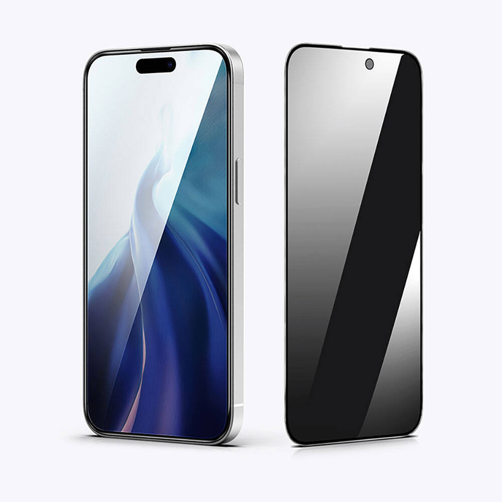 iPhone 15 Plus Recci RSP-A07SP 3D Privacy Shield Temperli Cam Ekran Koruyucu Gri