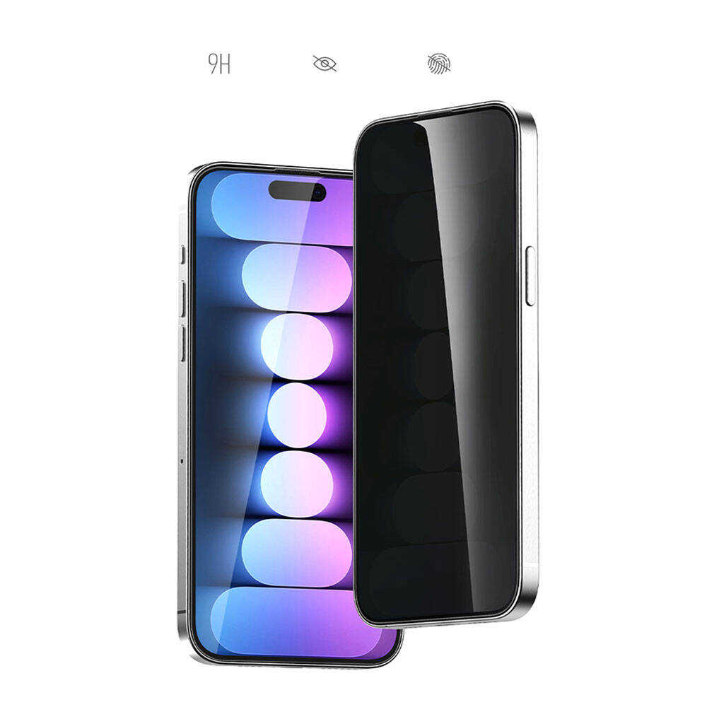 iPhone 15 Plus Recci RSP-A18AP Privacy Temperli Cam Ekran Koruyucu Gri