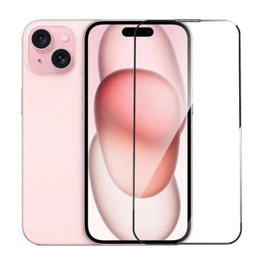 iPhone 15 Plus Wiwu GT-008 Polimer Oleofobik Kaplama Şeffaf Pürüzsüz Temperli Cam Ekran Koruyucu 10'lu Paket Siyah