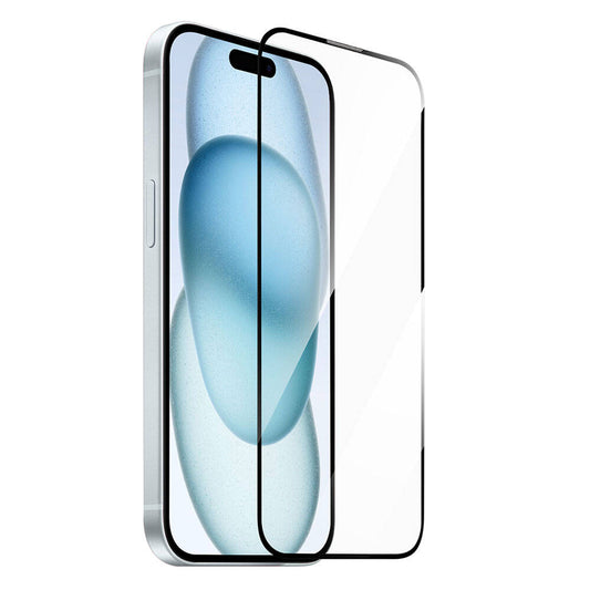iPhone 15 Plus Wiwu GT-009 Polimer Oleofobik Kaplama Şeffaf Pürüzsüz Temperli Cam Ekran Koruyucu Siyah