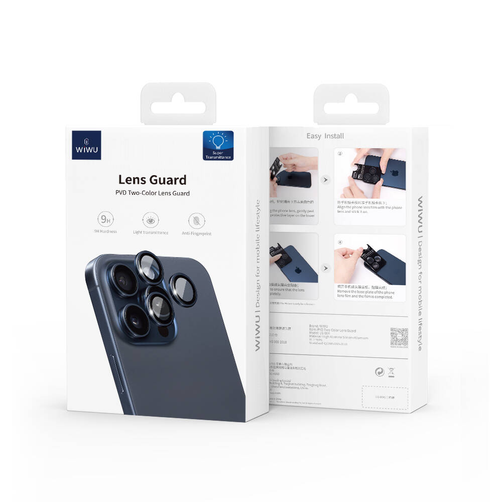 iPhone 15 Plus Wiwu LG-004 PVD Lens Guard Metal Kamera Lens Koruyucu Sarı