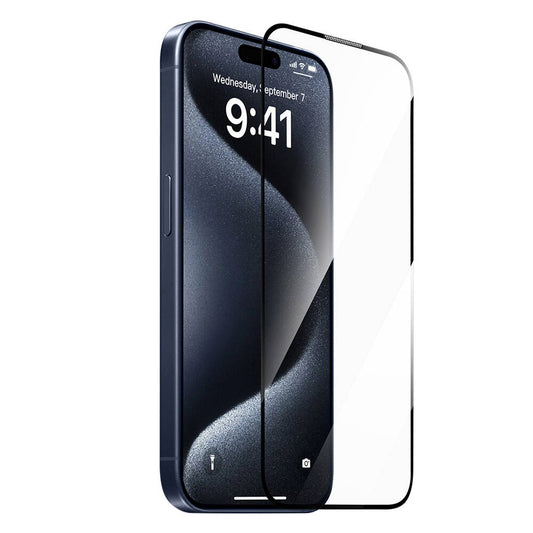 iPhone 15 Plus Wiwu SQ-008 Oleofobik Easy Install Darbeye Karşı Dayanıklı Temperli Cam Ekran Koruyucu + Kolay Uygulama Aparatlı Siyah