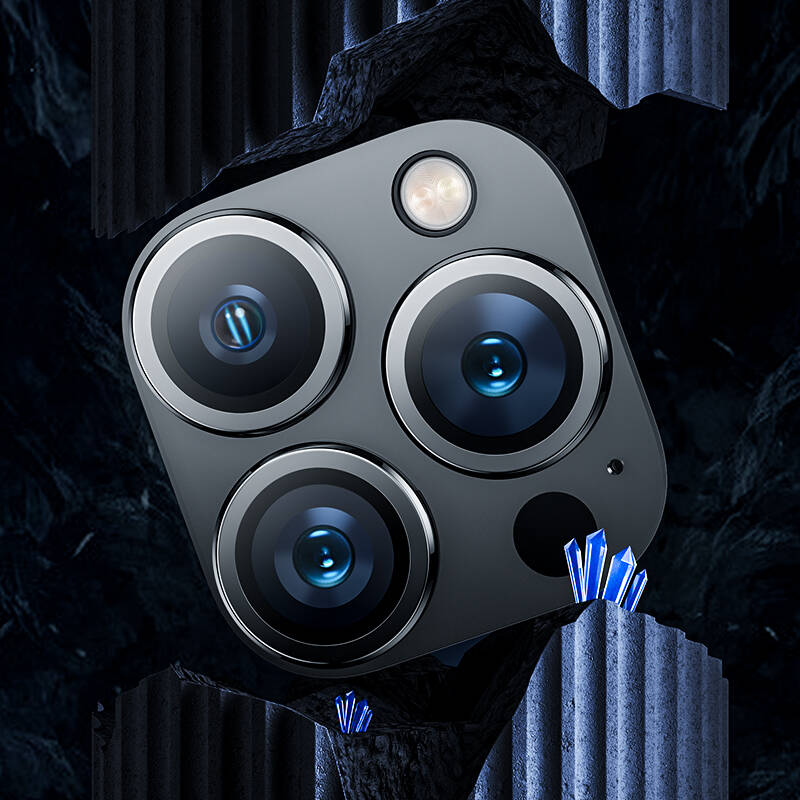 iPhone 15 Pro Benks DR Safir Kamera Lens Koruyucu Gri