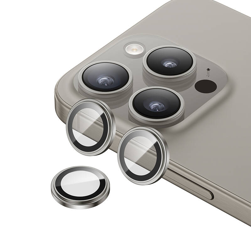 iPhone 15 Pro Benks King Kong Corning Kamera Lens Koruyucu Gümüş