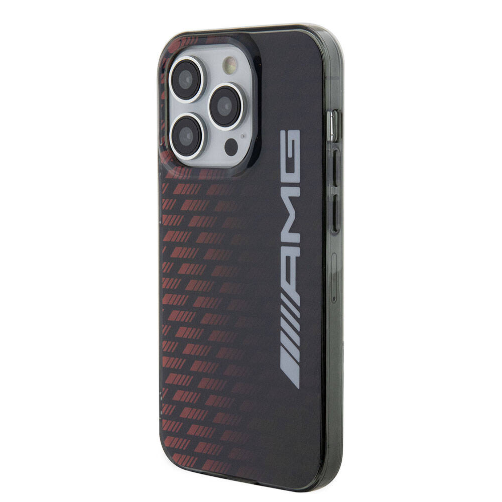 iPhone 15 Pro Kılıf AMG Orjinal Lisanslı Çift Katmanlı Büyük Logolu Dörtgen Şerit Desenli Kılıf Siyah