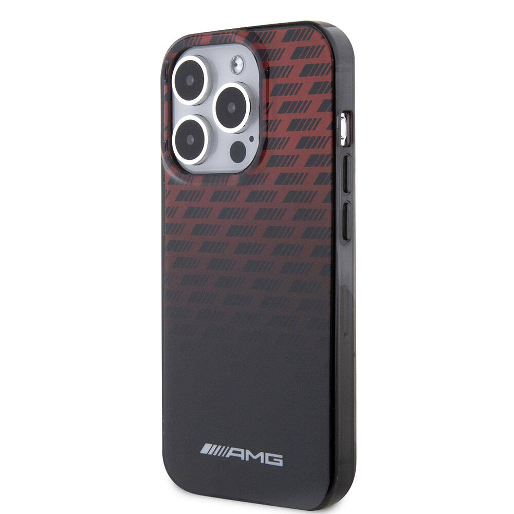 iPhone 15 Pro Kılıf AMG Orjinal Lisanslı Çift Katmanlı Küçük Logolu Dörtgen Şerit Desenli Kılıf Siyah