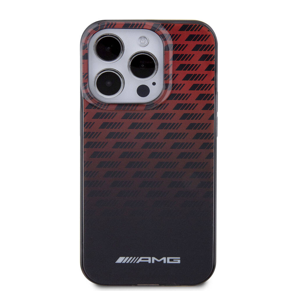 iPhone 15 Pro Kılıf AMG Orjinal Lisanslı Çift Katmanlı Küçük Logolu Dörtgen Şerit Desenli Kılıf Siyah