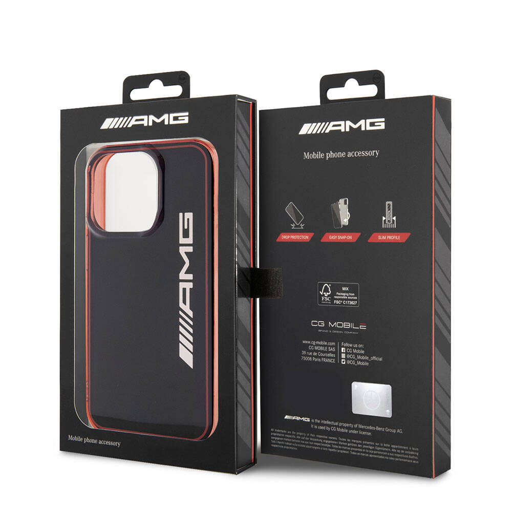 iPhone 15 Pro Kılıf AMG Orjinal Lisanslı Çift Katmanlı Şeffaf Büyük Logo Kılıf Siyah