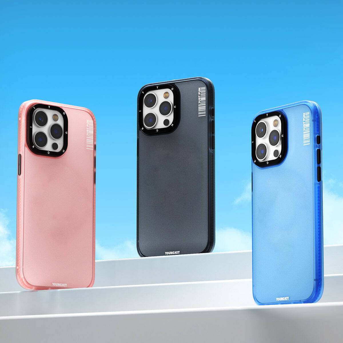 iPhone 15 Pro Kılıf Buzlu Mat Tasarım Youngkit Colored Sand Serisi Kılıf Pembe