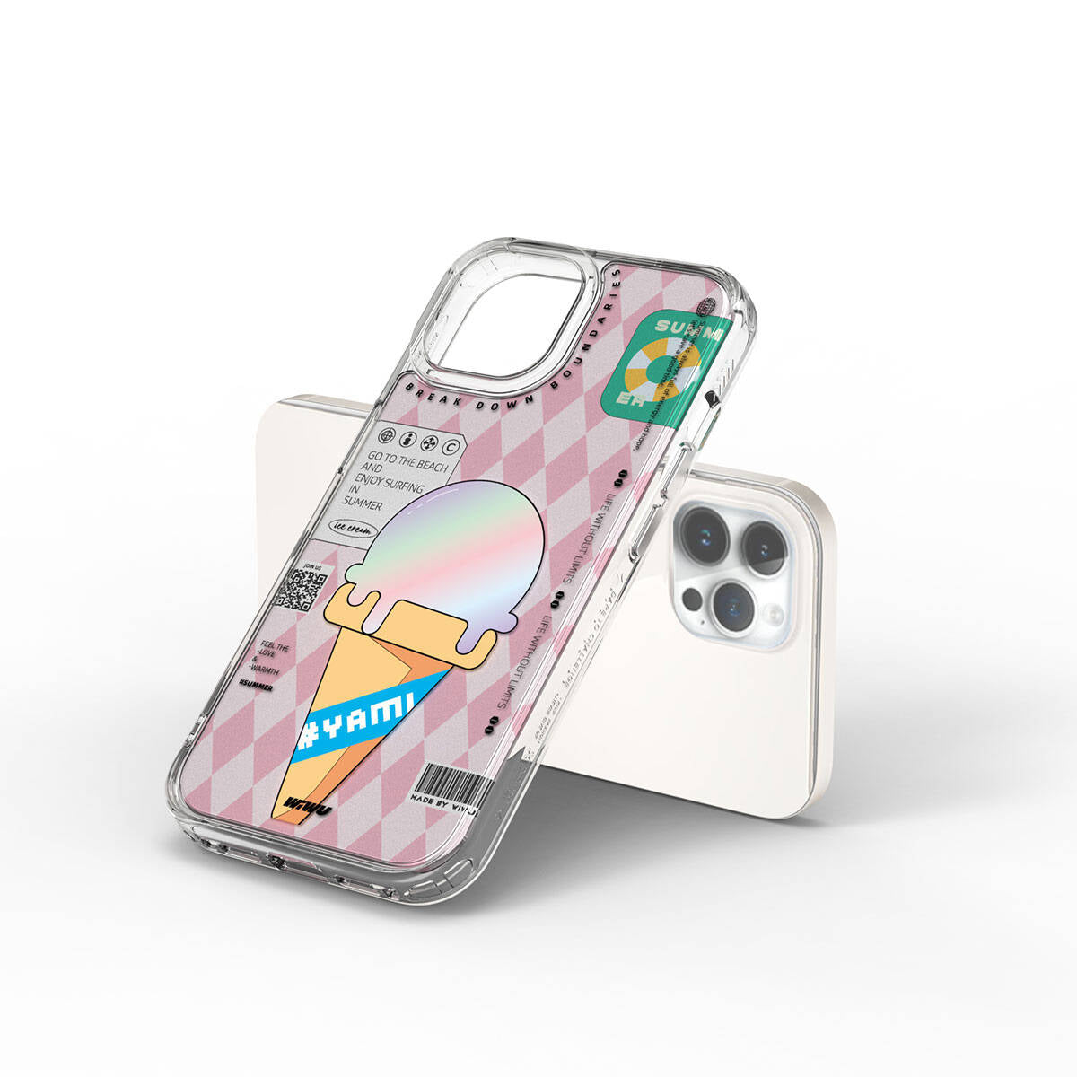 iPhone 15 Pro Kılıf Çift Katman Desenli Wiwu Summer Serisi Kılıf Mavi