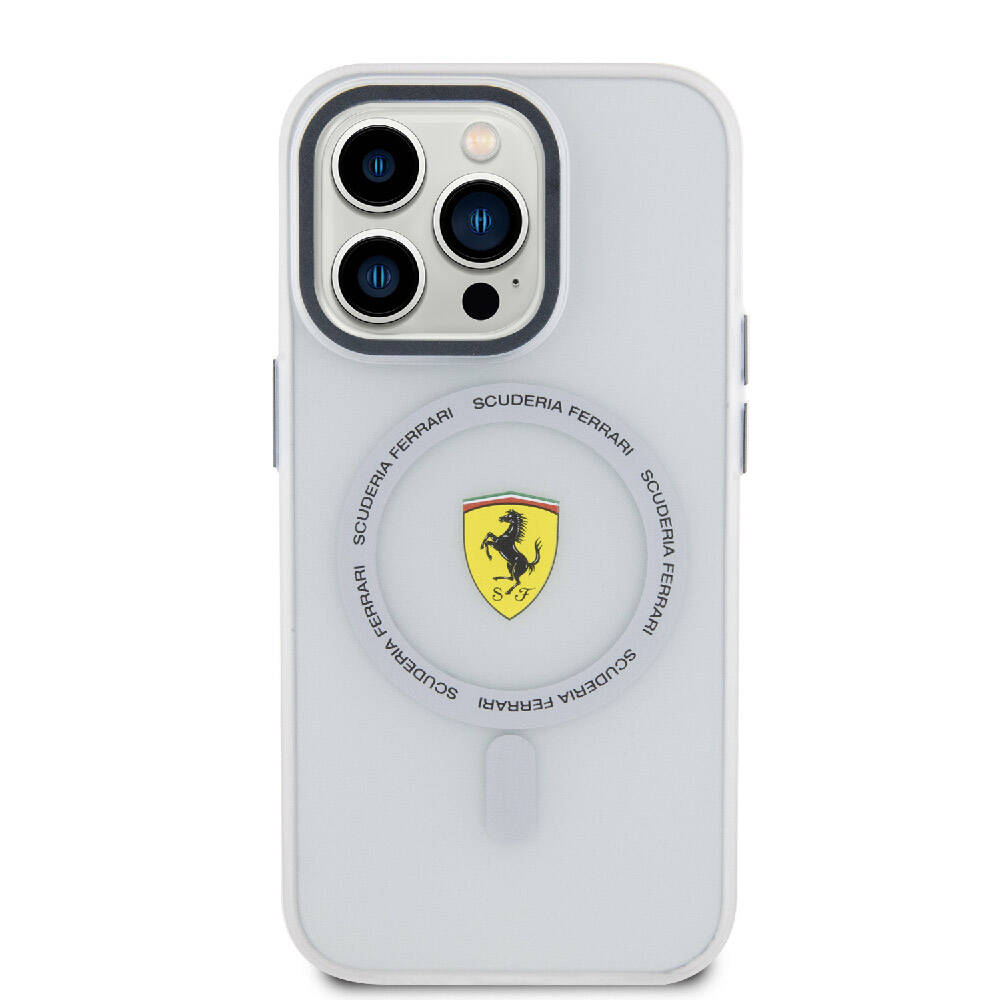 iPhone 15 Pro Kılıf Ferrari Orjinal Lisanslı Magsafe Şarj Özellikli Kontrast Bumper SF Ring Kılıf Kırmızı