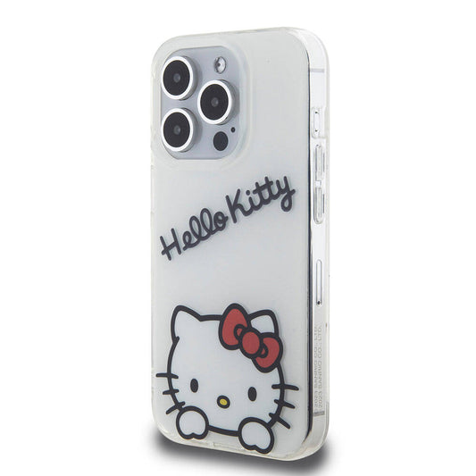 iPhone 15 Pro Kılıf Hello Kitty Orjinal Lisanslı Askılı Yazı ve İkonik Logolu Daydreaming Kılıf Beyaz