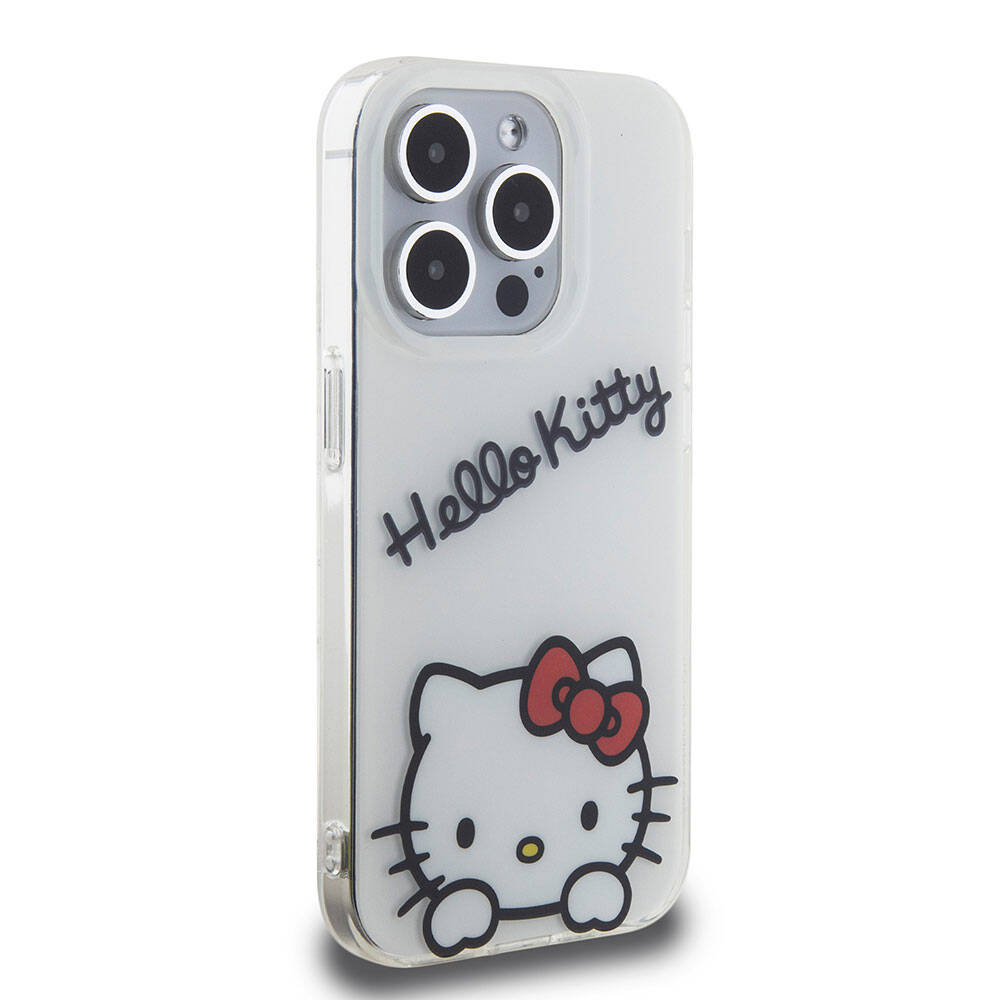 iPhone 15 Pro Kılıf Hello Kitty Orjinal Lisanslı Askılı Yazı ve İkonik Logolu Daydreaming Kılıf Pembe
