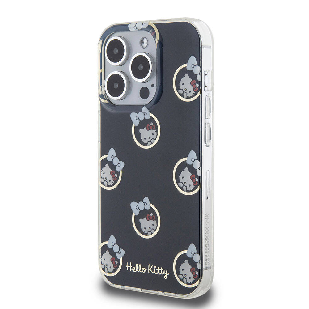 iPhone 15 Pro Kılıf Hello Kitty Orjinal Lisanslı Elektroplating Kaplama Kabarcık Baskılı Kılıf Beyaz