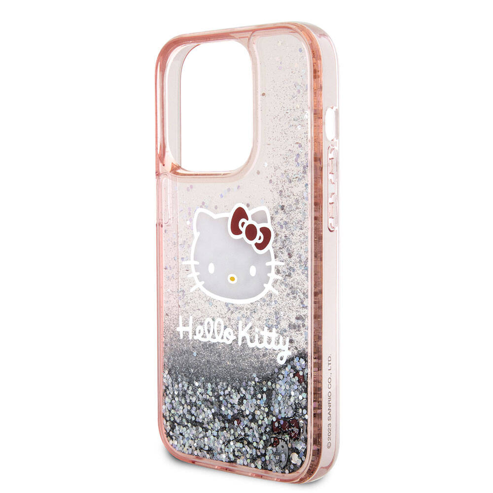 iPhone 15 Pro Kılıf Hello Kitty Orjinal Lisanslı İkonik Sıvılı Glitter Kılıf Renksiz