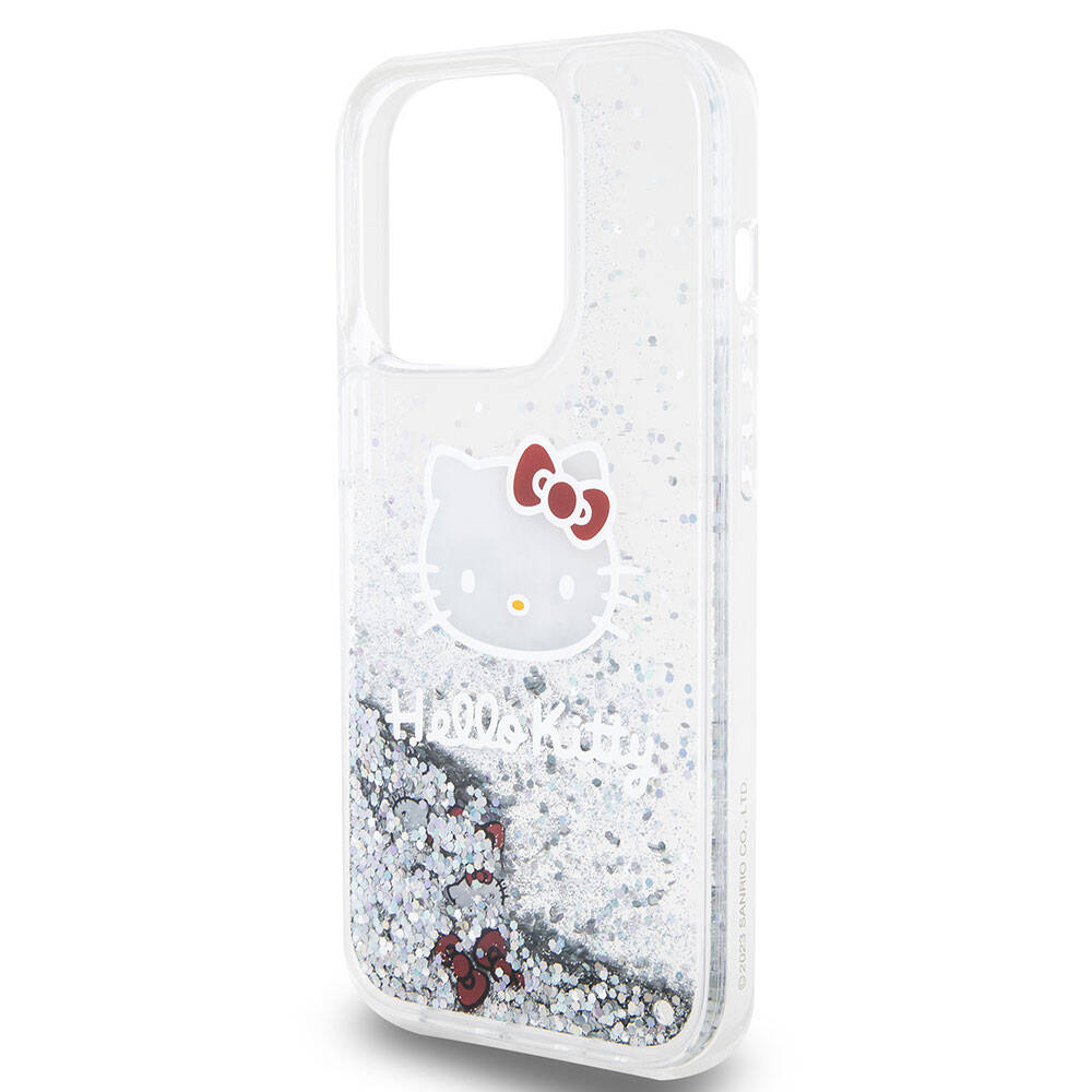 iPhone 15 Pro Kılıf Hello Kitty Orjinal Lisanslı İkonik Sıvılı Glitter Kılıf Pembe
