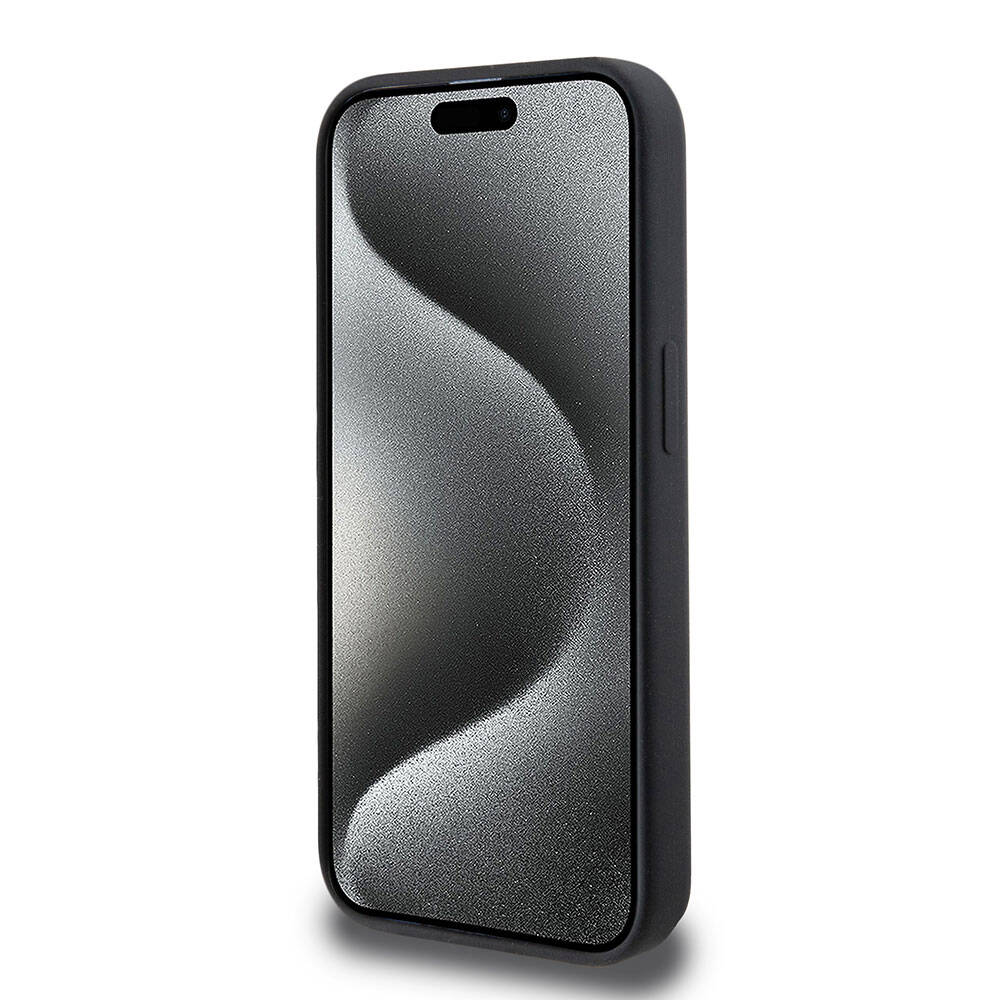 iPhone 15 Pro Kılıf Hello Kitty Orjinal Lisanslı Magsafe Şarj Özellikli Kitty Head Deri Kılıf Siyah