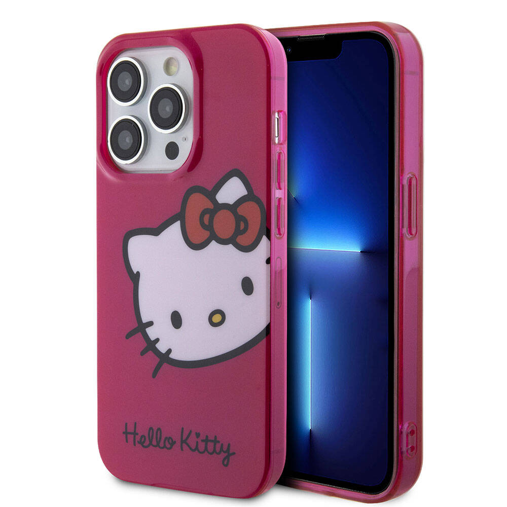 iPhone 15 Pro Kılıf Hello Kitty Orjinal Lisanslı Yazı ve İkonik Logolu Kitty Head Kılıf Beyaz