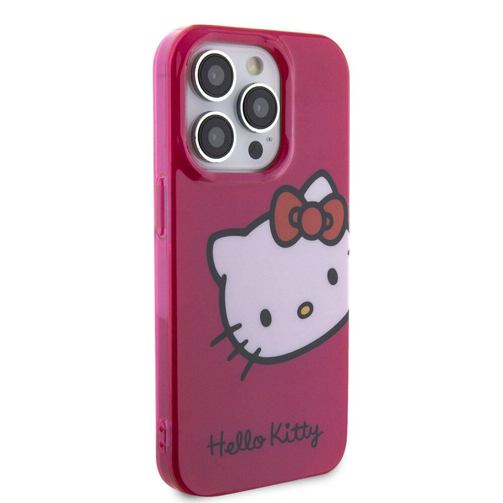 iPhone 15 Pro Kılıf Hello Kitty Orjinal Lisanslı Yazı ve İkonik Logolu Kitty Head Kılıf Beyaz