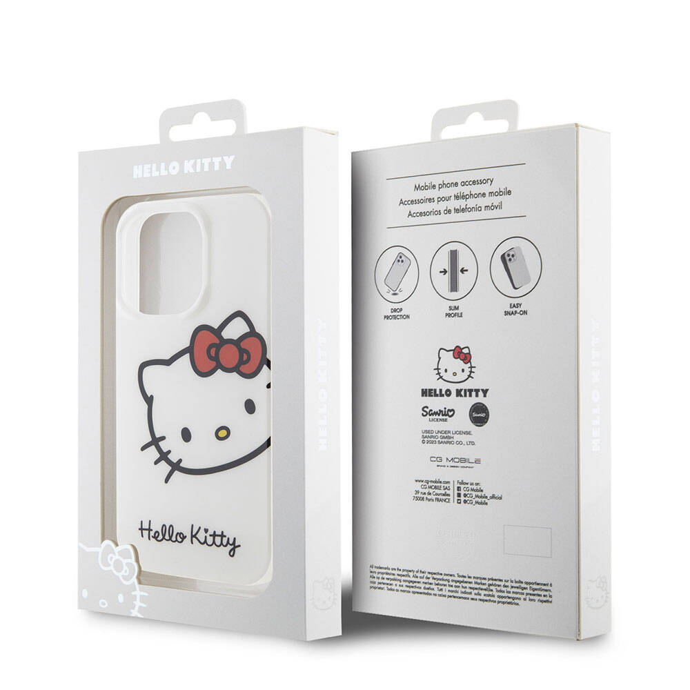 iPhone 15 Pro Kılıf Hello Kitty Orjinal Lisanslı Yazı ve İkonik Logolu Kitty Head Kılıf Pembe