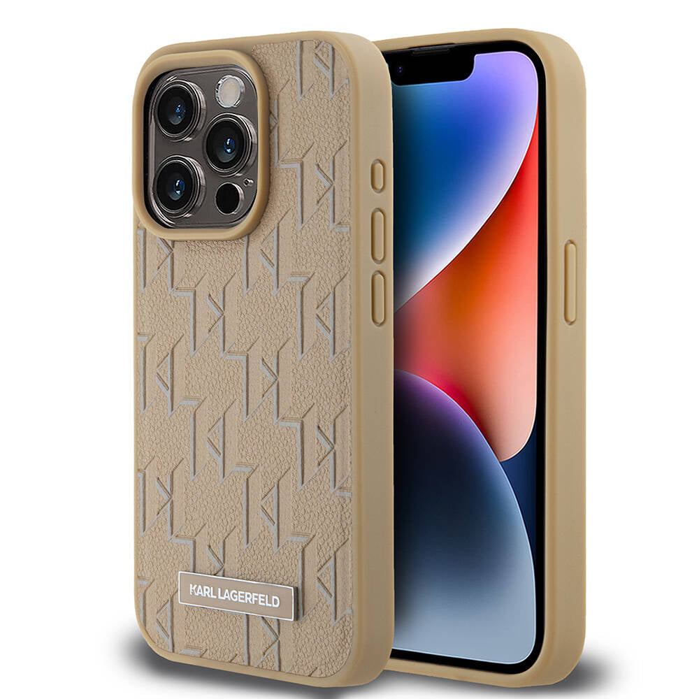Apple iPhone 15 Pro Kılıf Karl Lagerfeld Orjinal Lisanslı M-safe Şarj Özellikli KL Yazılı Hot Stamp Kapak