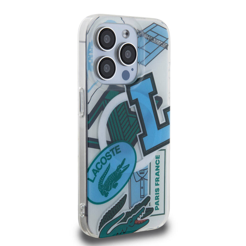 iPhone 15 Pro Kılıf Lacoste Orjinal Lisanslı Magsafe Şarj Özellikli Çift Katmanlı Yamalar Desenli Kılıf Sarı