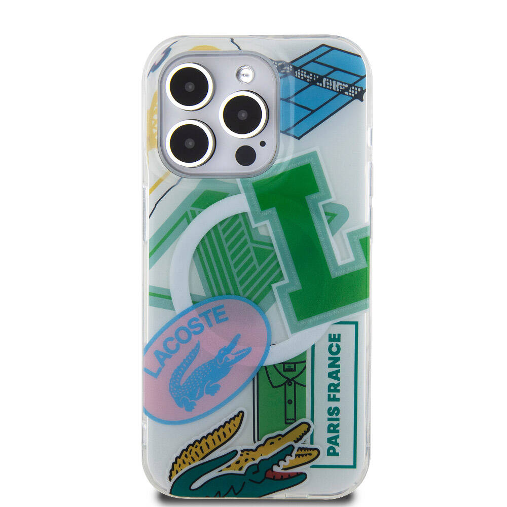 iPhone 15 Pro Kılıf Lacoste Orjinal Lisanslı Magsafe Şarj Özellikli Çift Katmanlı Yamalar Desenli Kılıf Turuncu