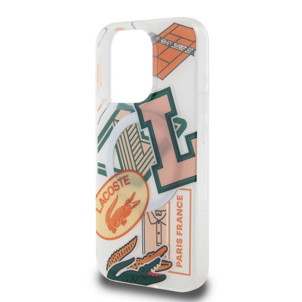 iPhone 15 Pro Kılıf Lacoste Orjinal Lisanslı Magsafe Şarj Özellikli Çift Katmanlı Yamalar Desenli Kılıf Yeşil