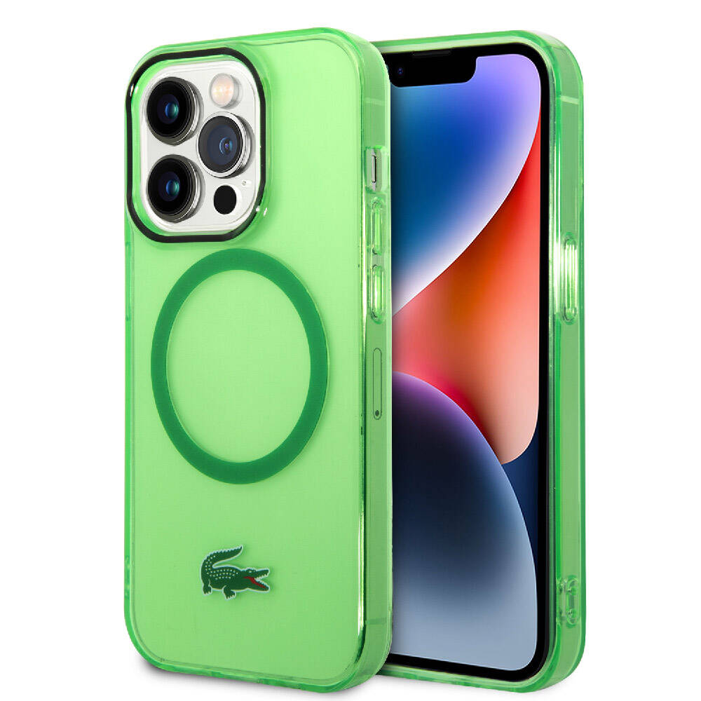 Apple iPhone 15 Pro Kılıf Lacoste Orjinal Lisanslı M-safe Şarj Özellikli Transparan Timsah Logo Baskılı Kapak