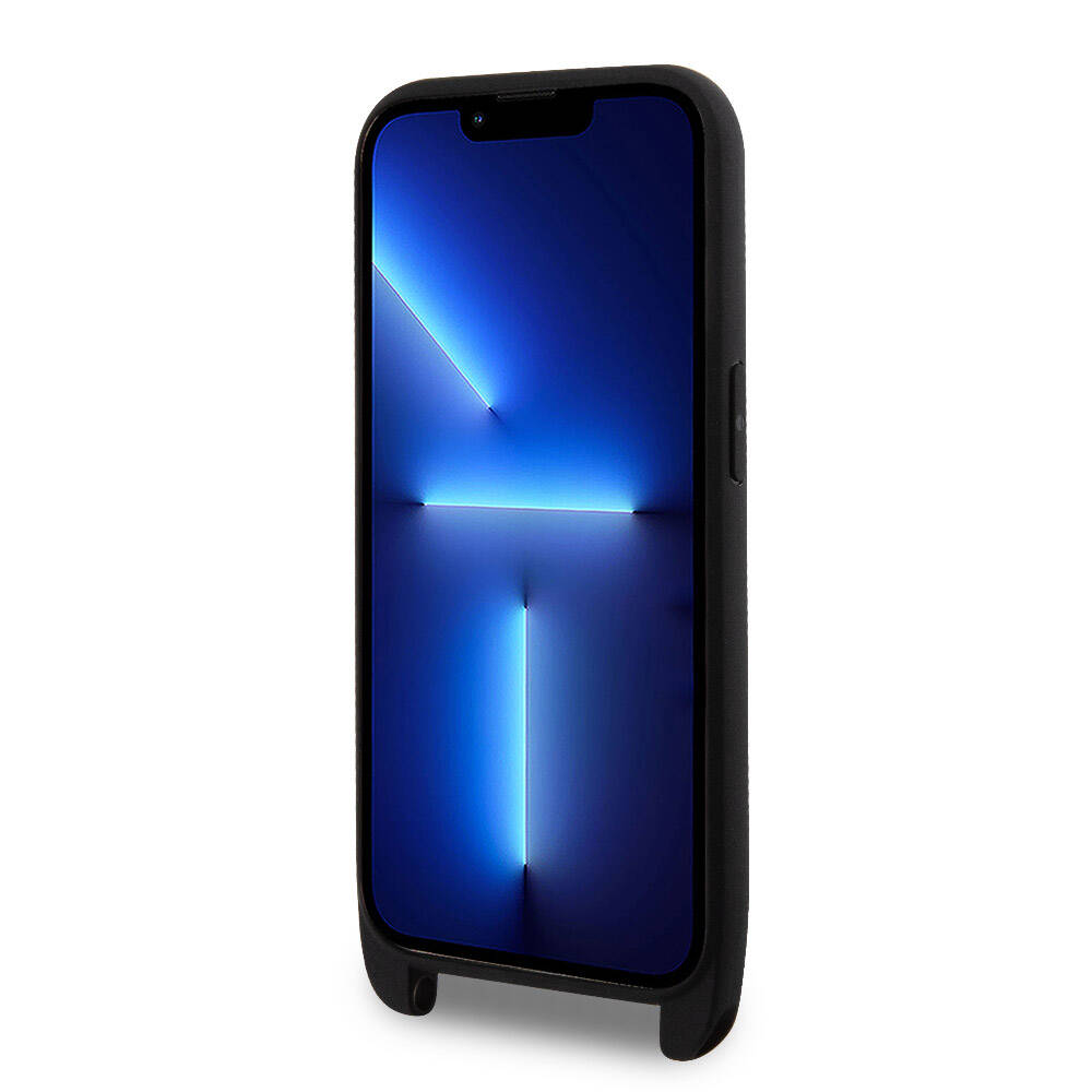 iPhone 15 Pro Kılıf Lacoste Orjinal Lisanslı PU Pike Desenli Arka Yüzey Askılı İkonik Timsah Dokuma Logolu Kılıf Lacivert