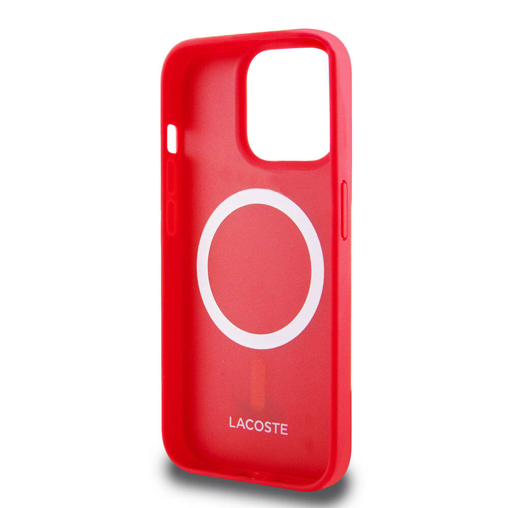 iPhone 15 Pro Kılıf Lacoste Orjinal Lisanslı PU Pike Desenli Arka Yüzey İkonik Timsah Dokuma Logolu Kılıf Yeşil