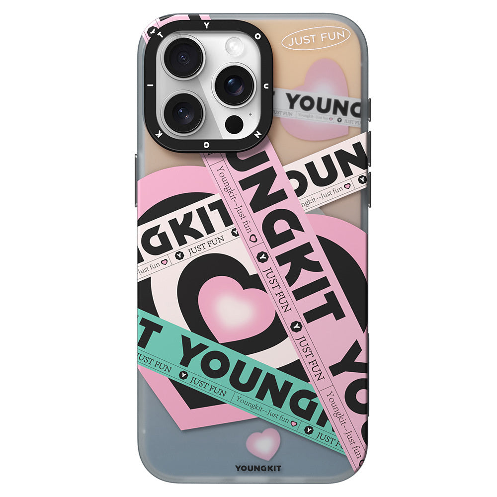 iPhone 15 Pro Kılıf Magsafe Şarj Özellikli Airbagli Çift Katmanlı Youngkit Flipped Serisi Kılıf Pembe Açık