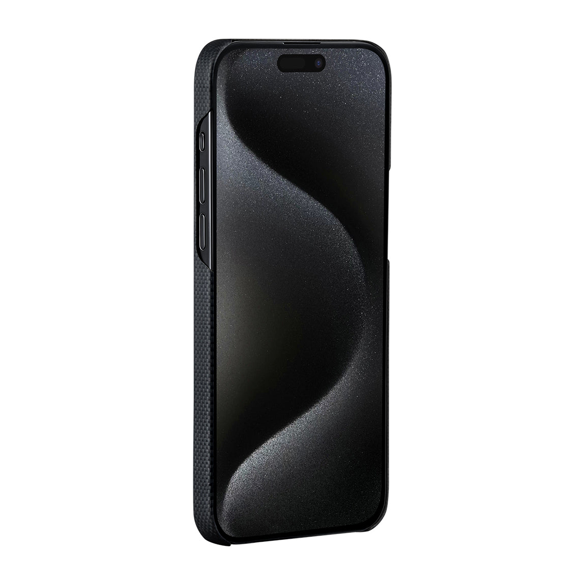 iPhone 15 Pro Kılıf Magsafe Şarj Özellikli Aramid Fiber Pitaka Tactile Woven Break The Line Kılıf Siyah