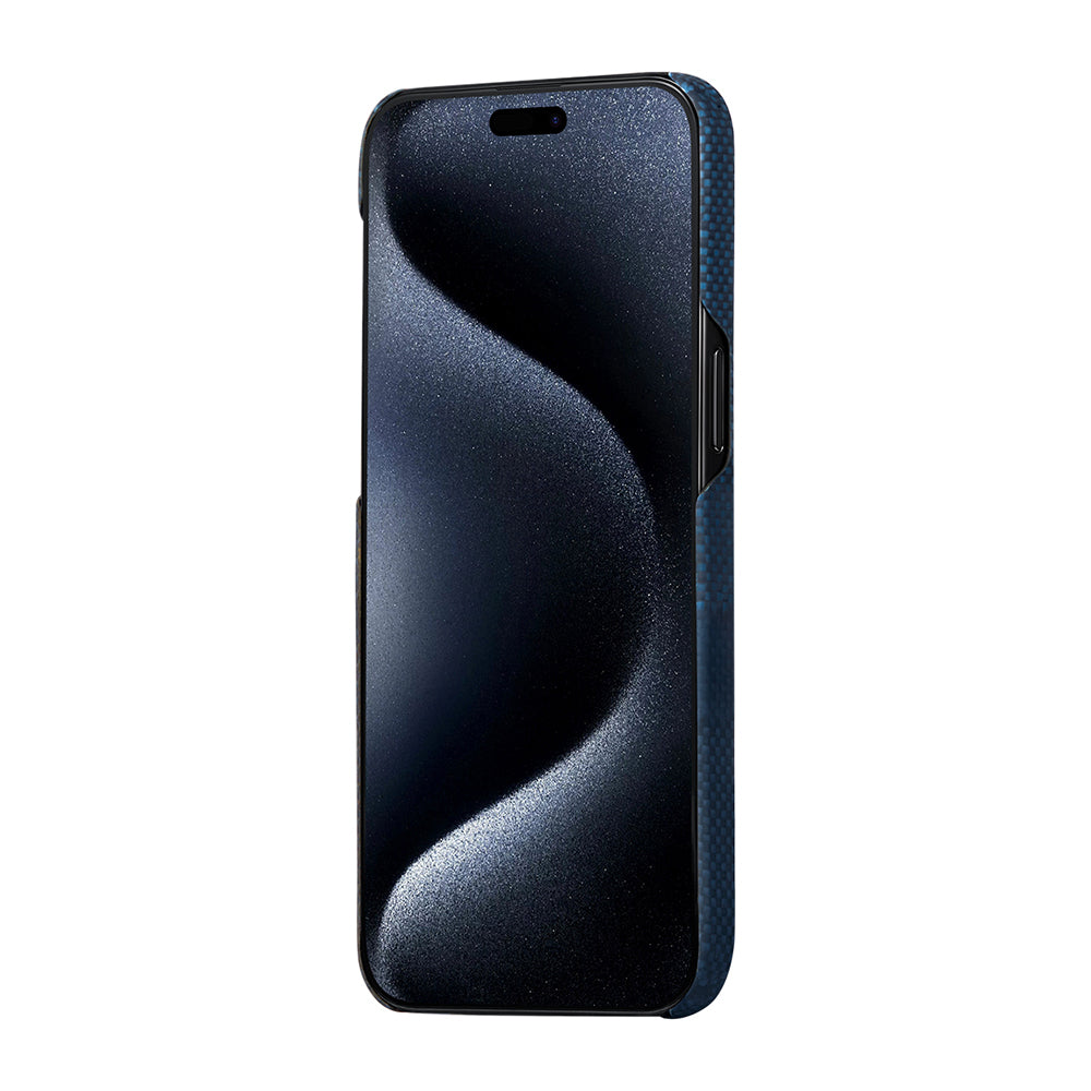 iPhone 15 Pro Kılıf Magsafe Şarj Özellikli Aramid Fiber Pitaka Tactile Woven Starpeak Serisi Milky Way Galaxy Kılıf Mavi