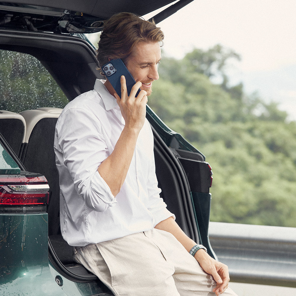 iPhone 15 Pro Kılıf Magsafe Şarj Özellikli Aramid Fiber Pitaka Tactile Woven Starpeak Serisi Over The Horizon Kılıf Mavi