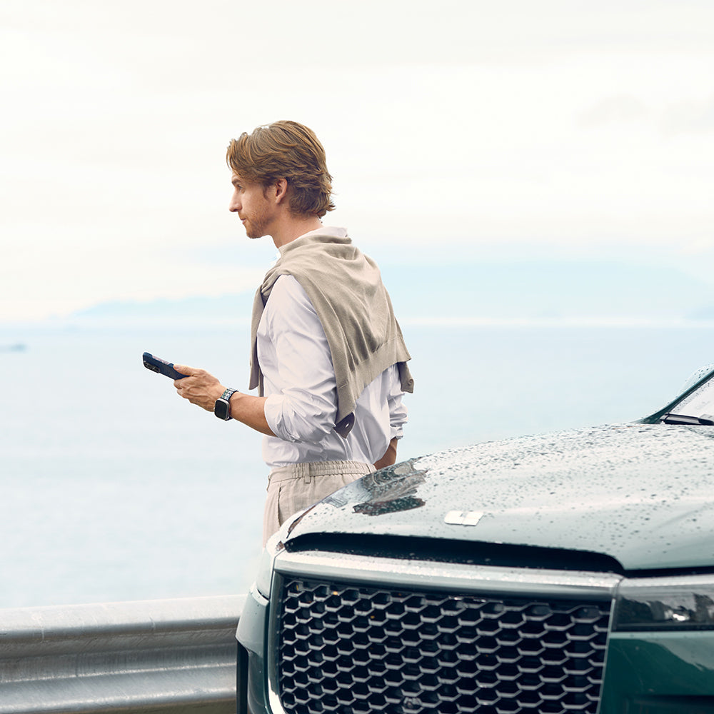 iPhone 15 Pro Kılıf Magsafe Şarj Özellikli Aramid Fiber Pitaka Tactile Woven Starpeak Serisi Over The Horizon Kılıf Mavi