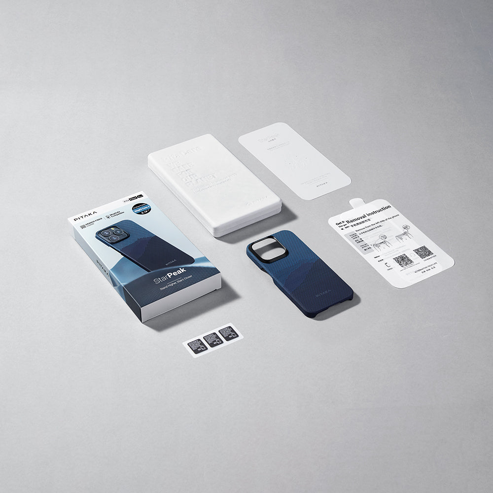 iPhone 15 Pro Kılıf Magsafe Şarj Özellikli Aramid Fiber Pitaka Tactile Woven Starpeak Serisi Over The Horizon Kılıf Mavi