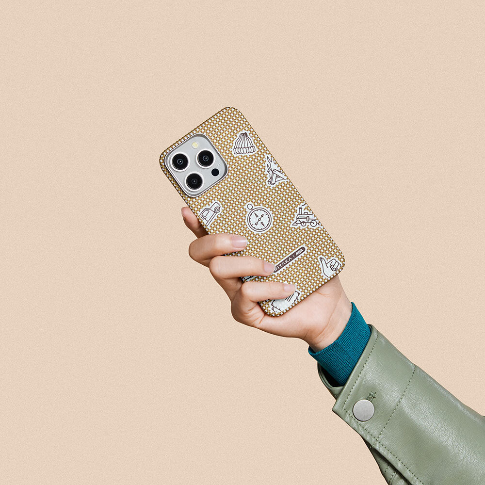 iPhone 15 Pro Kılıf Magsafe Şarj Özellikli Awa Tasarımlı 1500D Aramid Fiber Pitaka Ultra-Slim Classic Serisi Canyon Kılıf Sarı