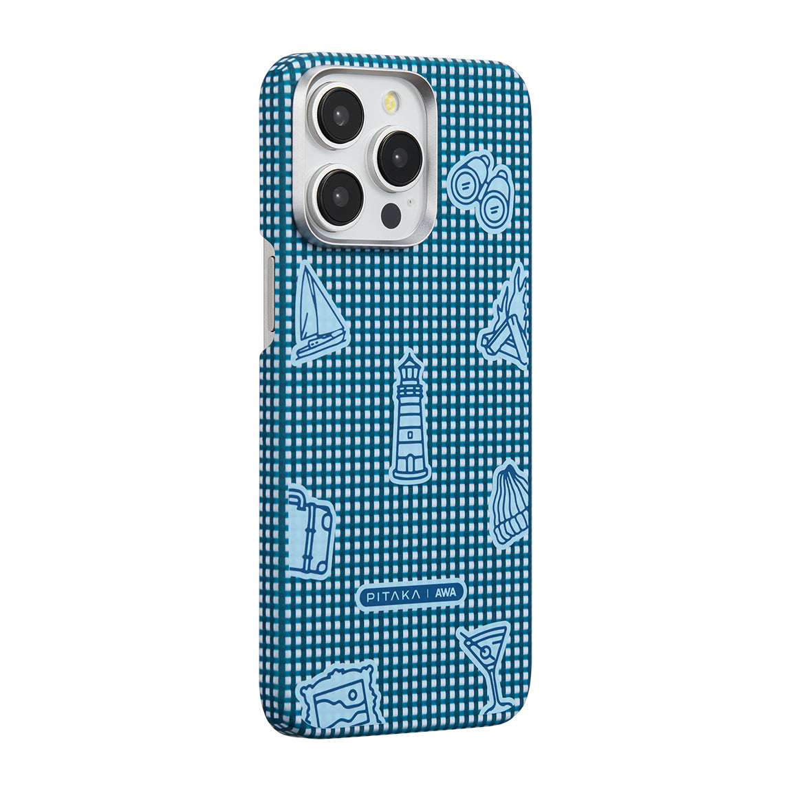 iPhone 15 Pro Kılıf Magsafe Şarj Özellikli Awa Tasarımlı 1500D Aramid Fiber Pitaka Ultra-Slim Classic Serisi Ocean Kılıf Mavi