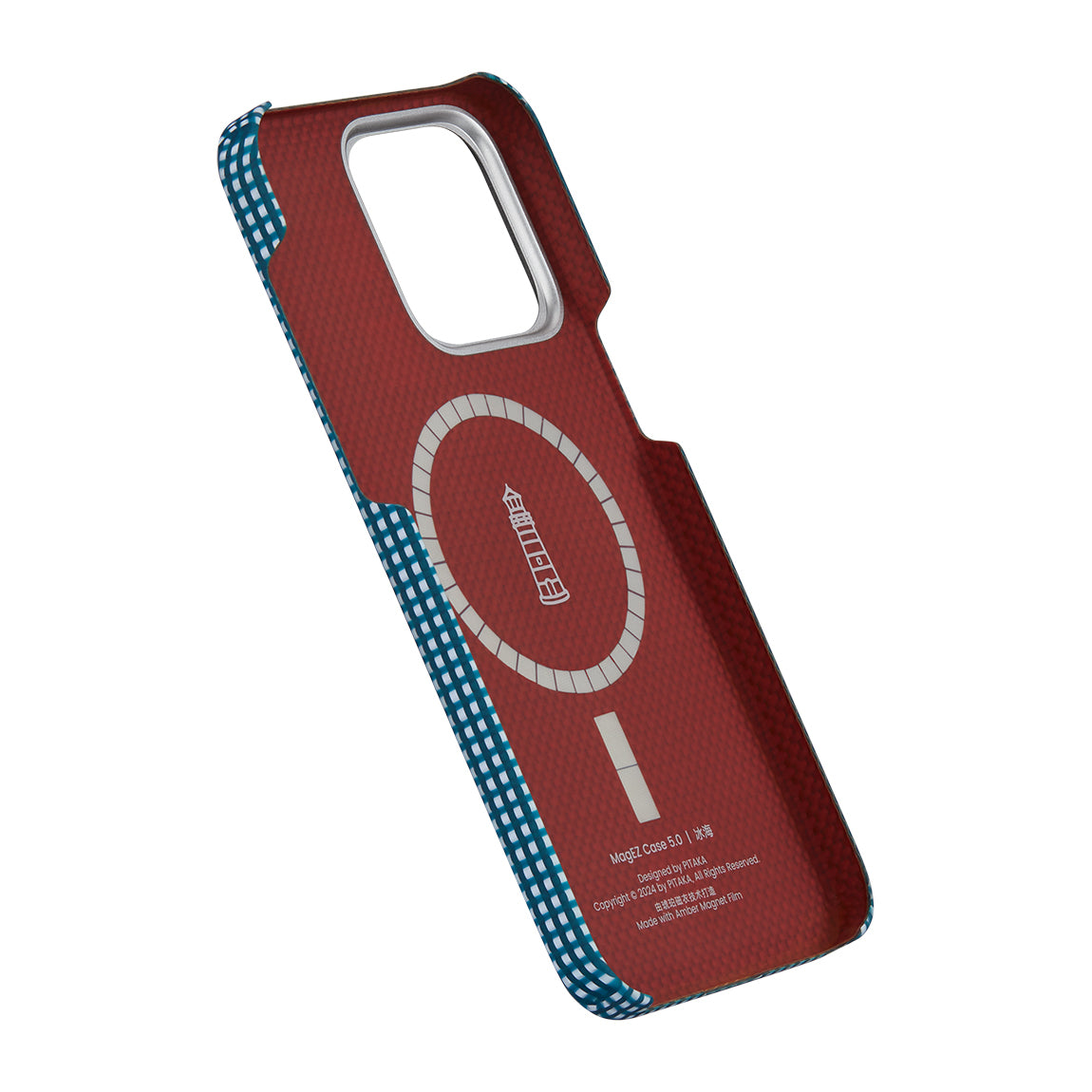 iPhone 15 Pro Kılıf Magsafe Şarj Özellikli Awa Tasarımlı 1500D Aramid Fiber Pitaka Ultra-Slim Classic Serisi Ocean Kılıf Mavi