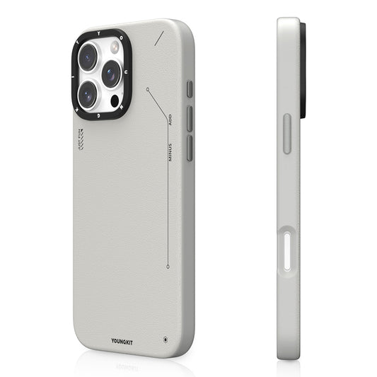 iPhone 15 Pro Kılıf Magsafe Şarj Özellikli Basit Mat Deri Desenli Youngkit Tech Fashion Serisi Kılıf Siyah