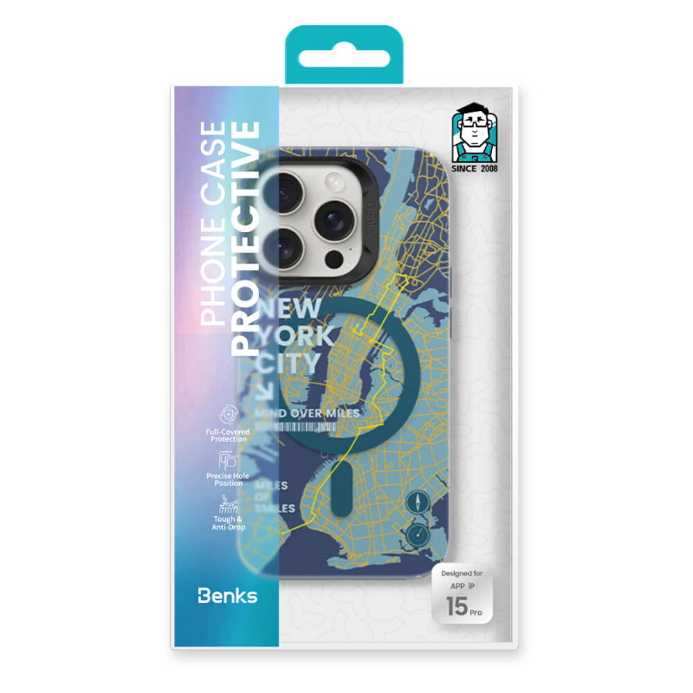 iPhone 15 Pro Kılıf Magsafe Şarj Özellikli Benks City Serisi Kılıf Mavi