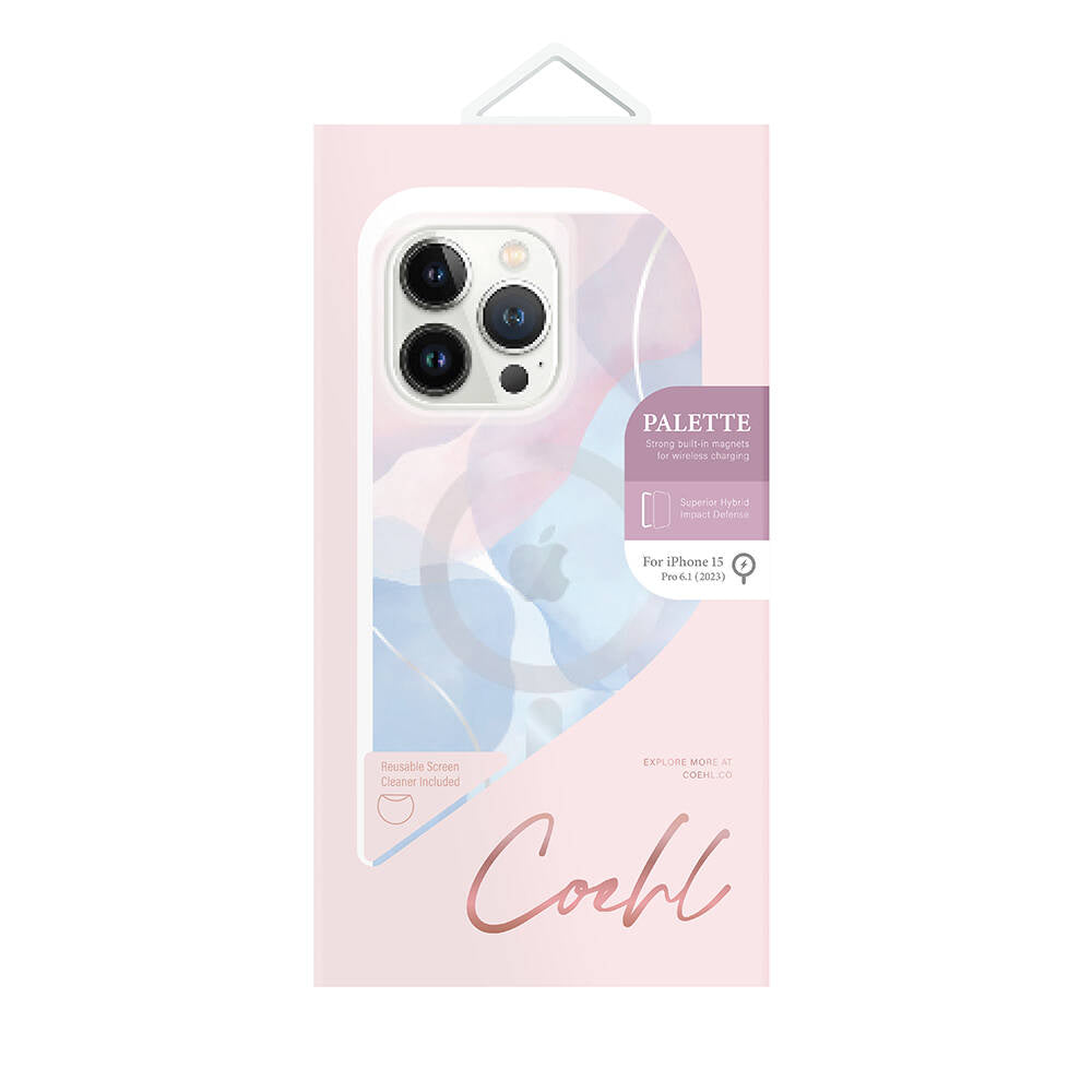 iPhone 15 Pro Kılıf Magsafe Şarj Özellikli Dalgalı Çizgi Desenli Coehl Palette Kılıf Mavi