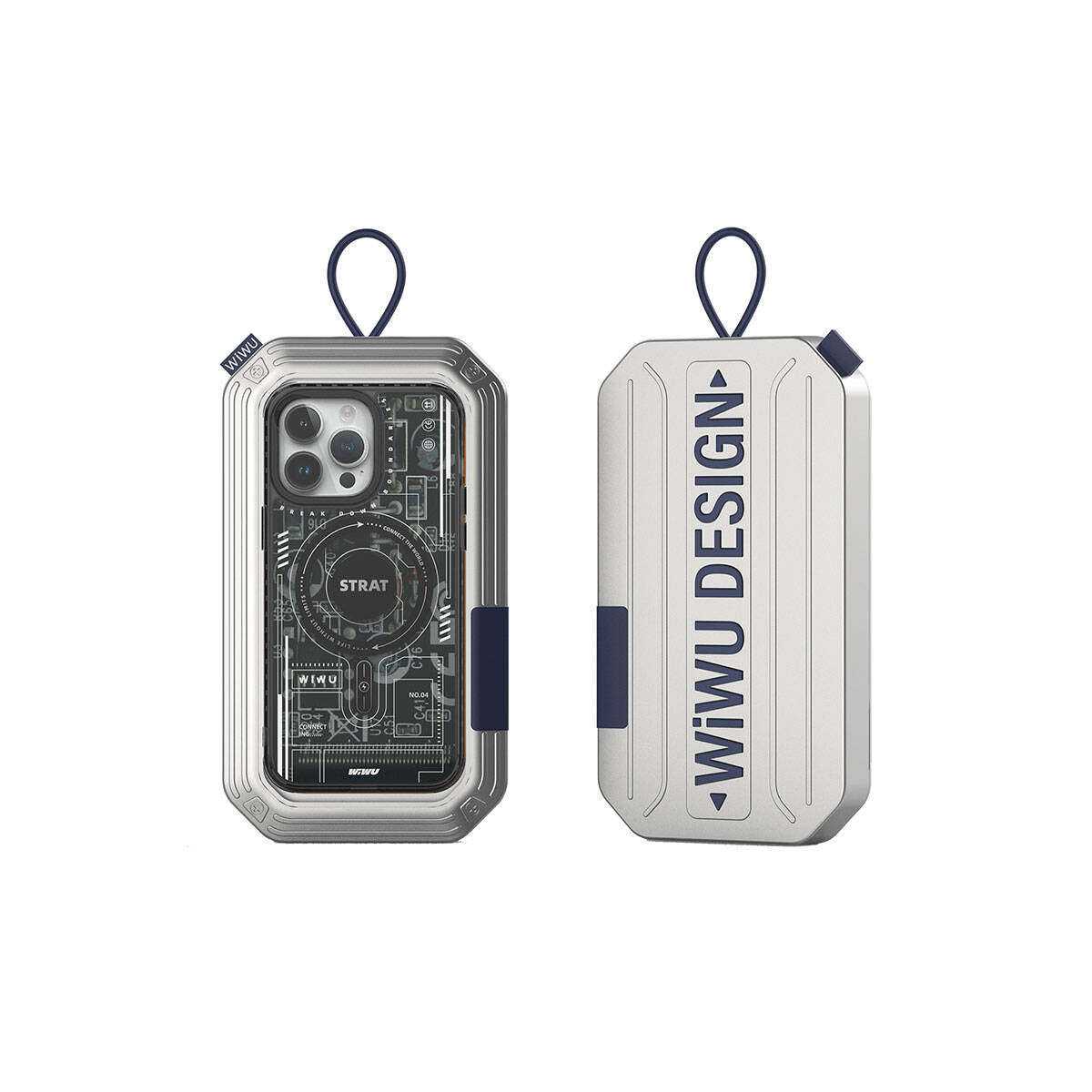 iPhone 15 Pro Kılıf Magsafe Şarj Özellikli Desenli Wiwu Mecha Circuit H Serisi Kılıf Siyah