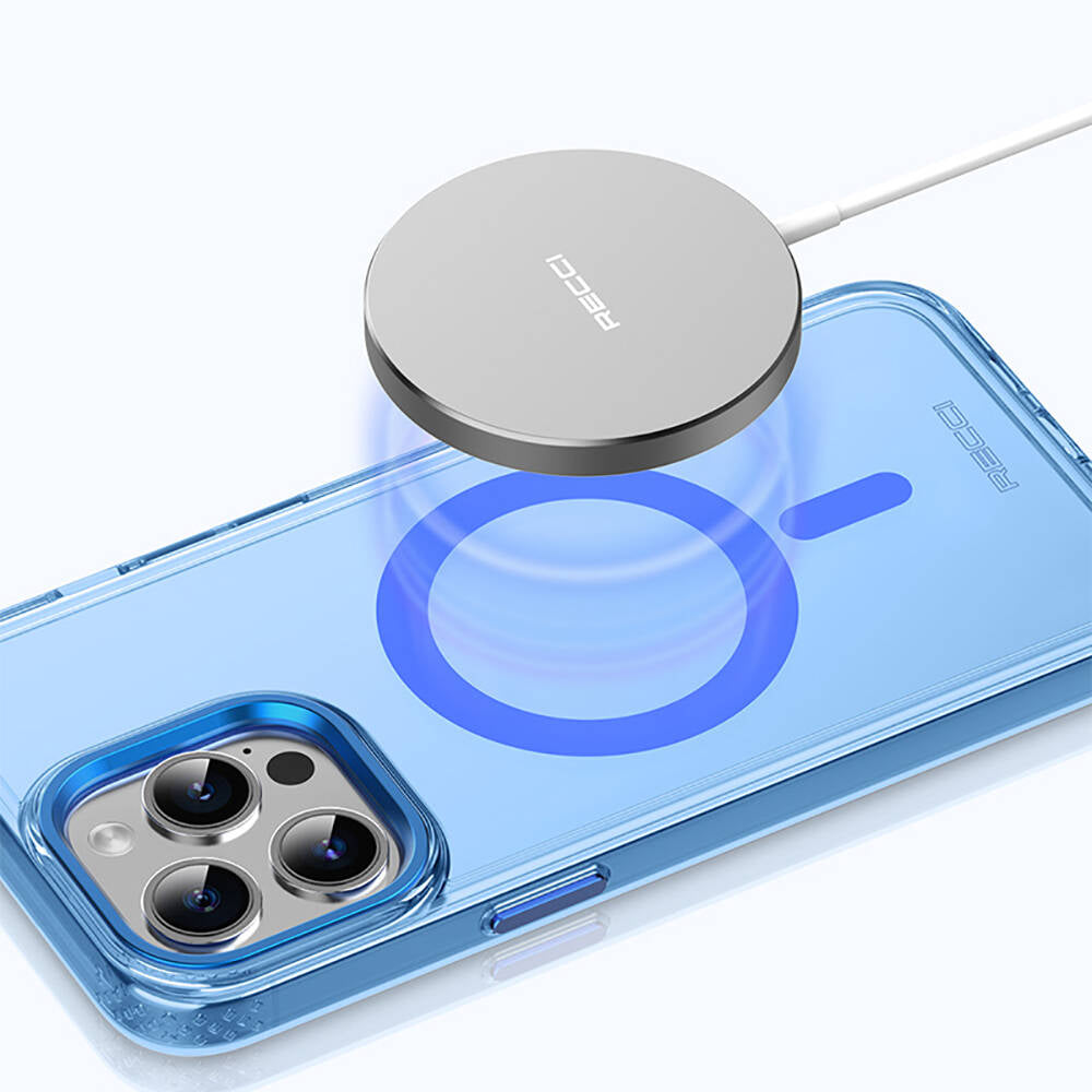 iPhone 15 Pro Kılıf Magsafe Şarj Özellikli Saydam Arka Yüzey Recci Crystal Color Serisi Kılıf Siyah